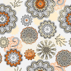 vector seamless abstract doodle floral pattern