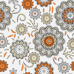 vector seamless abstract doodle floral pattern