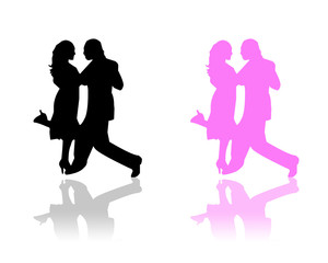 Couples de danseurs noir et rose