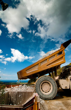 bulldozer excavator in quarry