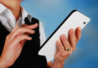 business on computer tablet