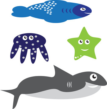Collection of sea animals