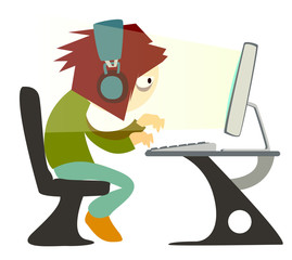 Programmer with a computer