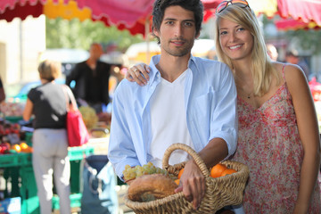 Couple at market