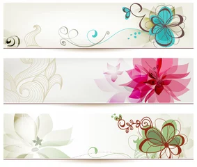 Wall murals Abstract flowers Floral banners in retro style