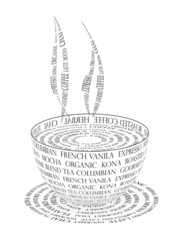 Obraz premium An illustration of Coffee cup made with text