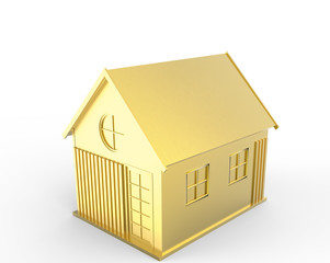 3d golden house symbol