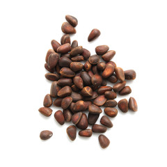 pine nuts on a white background