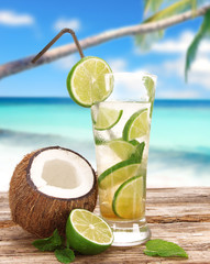 Fruit cocktails on the beach