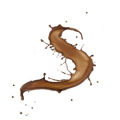 Chocolate splash isolated on white background 