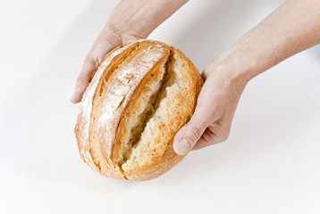 Broken bread loaf