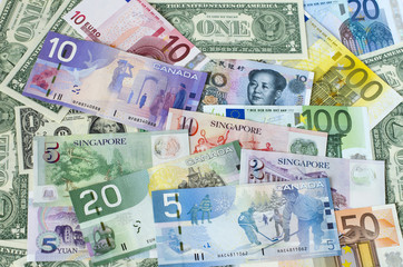 Fototapeta na wymiar Banknoty z różnych krajów