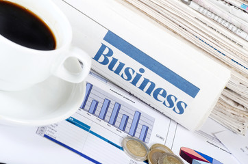 Coffee and the fresh newspaper - morning of the businessman