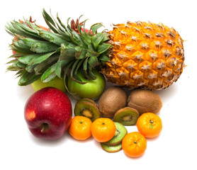 fresh fruit on a white background