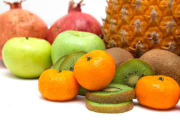 fresh fruit on a white background