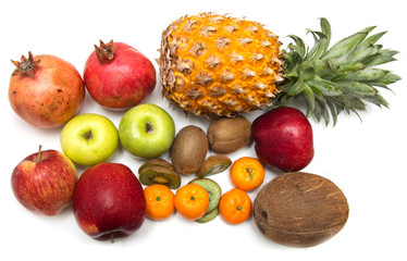 fresh fruit on a white background
