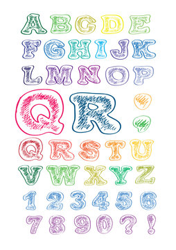 sketch of colorful alphabet