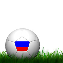 Fototapeta premium 3D Football Russia Flag Patter in green grass on white backgroun