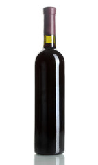 bottle of red wine isolated on white