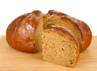 sliced bread on white background close-up