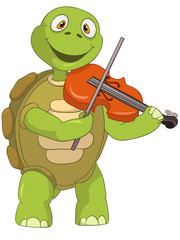 Obraz premium Funny Turtle. Violinist.