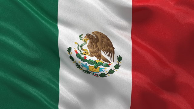 Seamless Mexican Flag waving in the wind