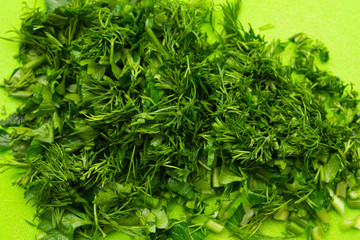 The cut fennel with parsley