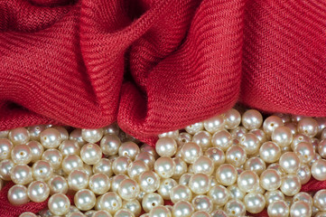 pearls  on a colored background fabric