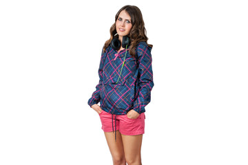 Fototapeta premium female in fitness outfit with headphones