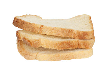 Three slices of bread isolated on white