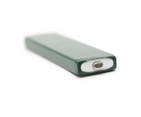 green square battery. close