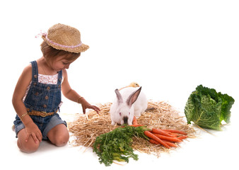 petite fermière et ses animaux de la ferme
