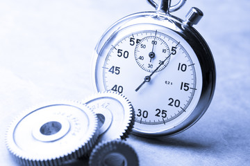 Mechanical ratchets and stopwatch in blue