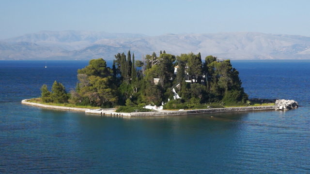 Small island Pontikonisi, Corfu, Greece