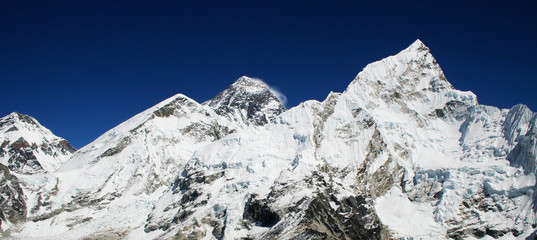 Mt Everest (8850m) and Nuptse in the Himalaya