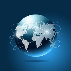 Fototapeta na wymiar Modern globe network blue background, vector