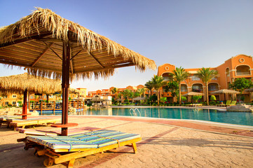 Fine egyptian resort early morning.
