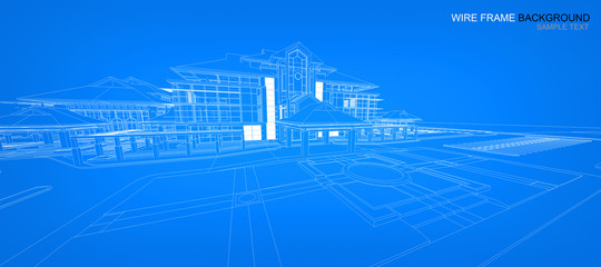 Wireframe of building