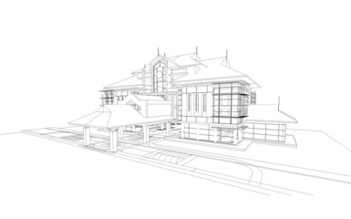 Wireframe of building