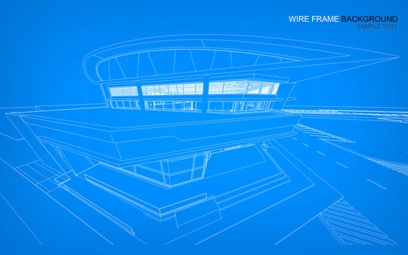 Wireframe background of building