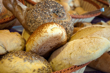 A delicious fresh bread in the shop