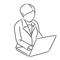 Office woman line art vector