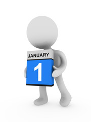 3d man carry a january box