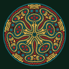 ornamental round lace pattern, circle background with many detai