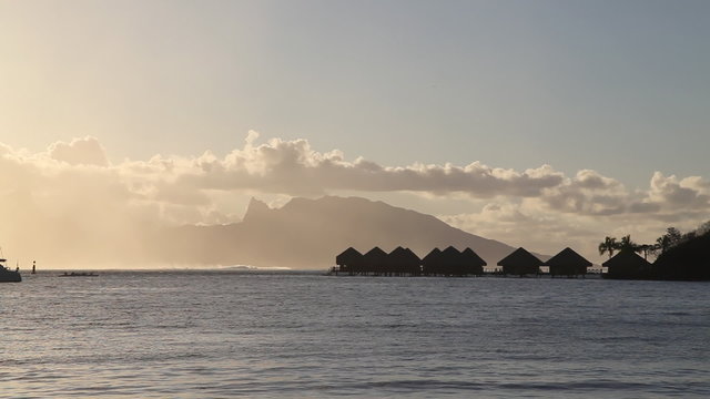 Sunset from Tahiti with View to Moorea
