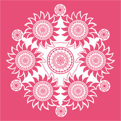 ornamental round lace pattern, circle background with many detai