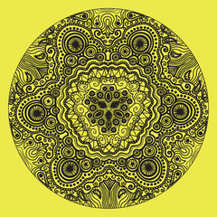 ornamental round lace pattern, circle background with many detai