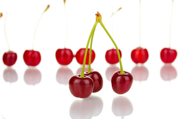 Ripe cherry berries isolated on white