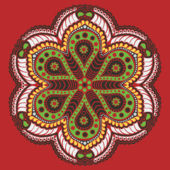 ornamental round lace pattern, circle background with many detai