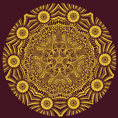 ornamental round lace pattern, circle background with many detai